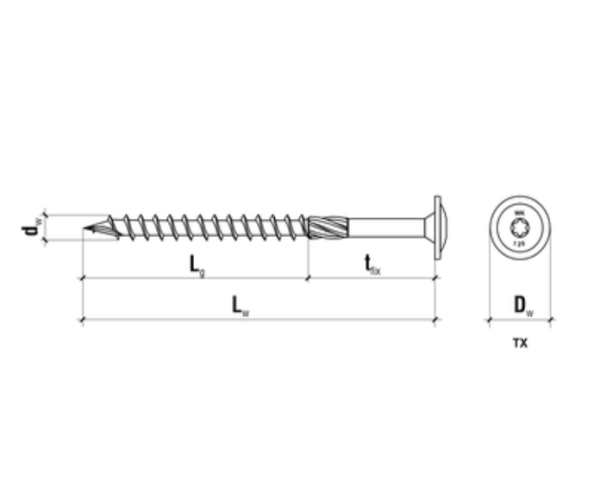 Holzschrauben Ø 8 x 240 mm - 50 szt. Tellerkopfschrauben TX40 WKCP-08240